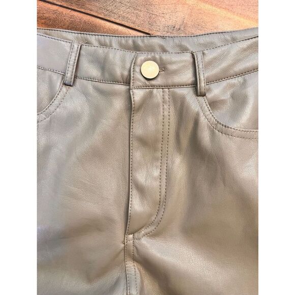 Black Tape Faux Leather Straight Leg Pants Taupe Small - Picture 5 of 12